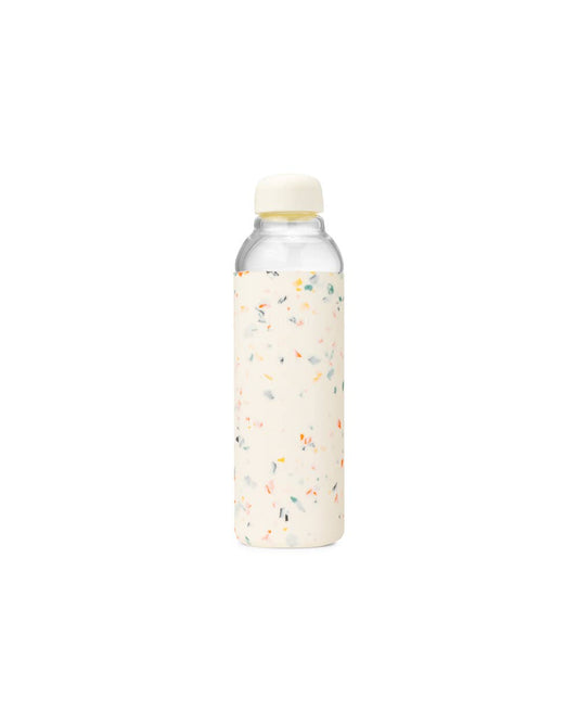 Reusable Glass Water Bottle: Terrazzo Cream