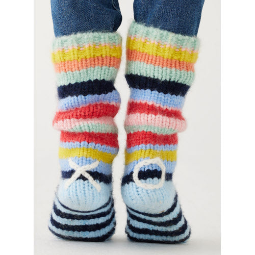 Mersea Sailor Love Knit XO Slipper Socks Rainbow Stripe