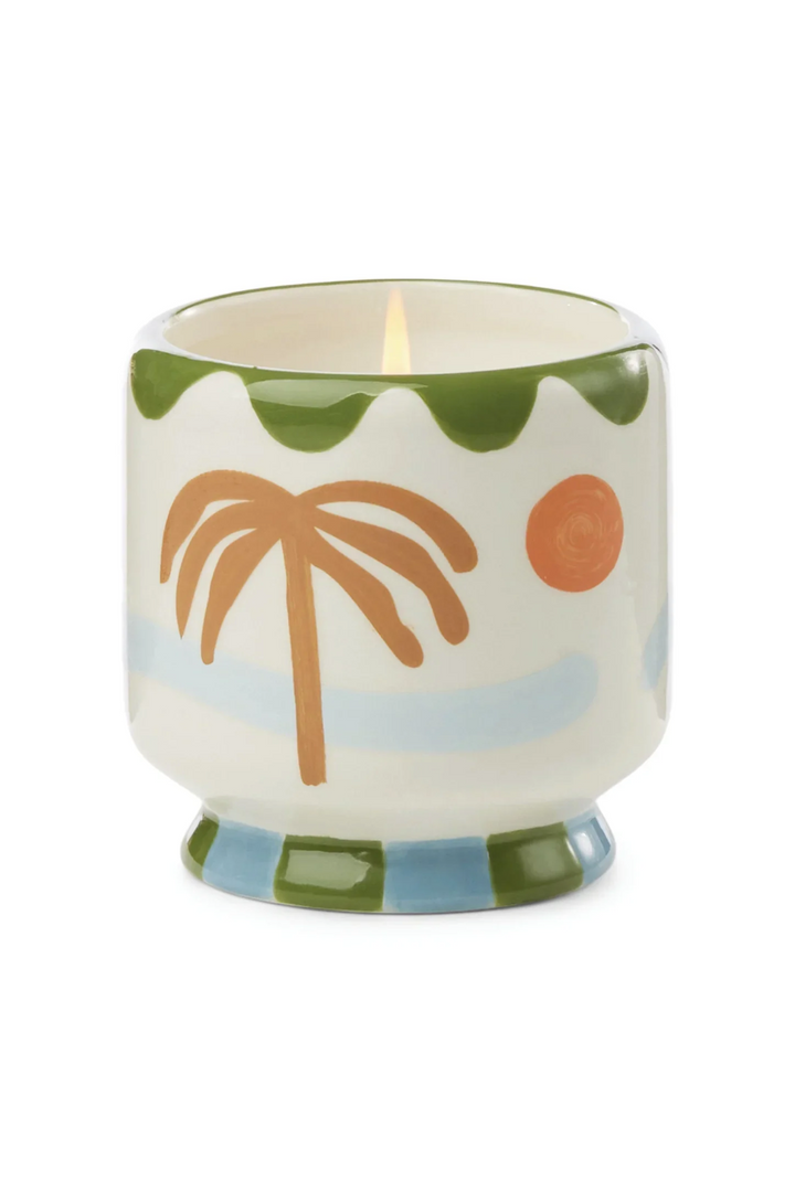 Paddywax 8 oz A Dopo Handpainted Palm Tree Lush Palms Candle