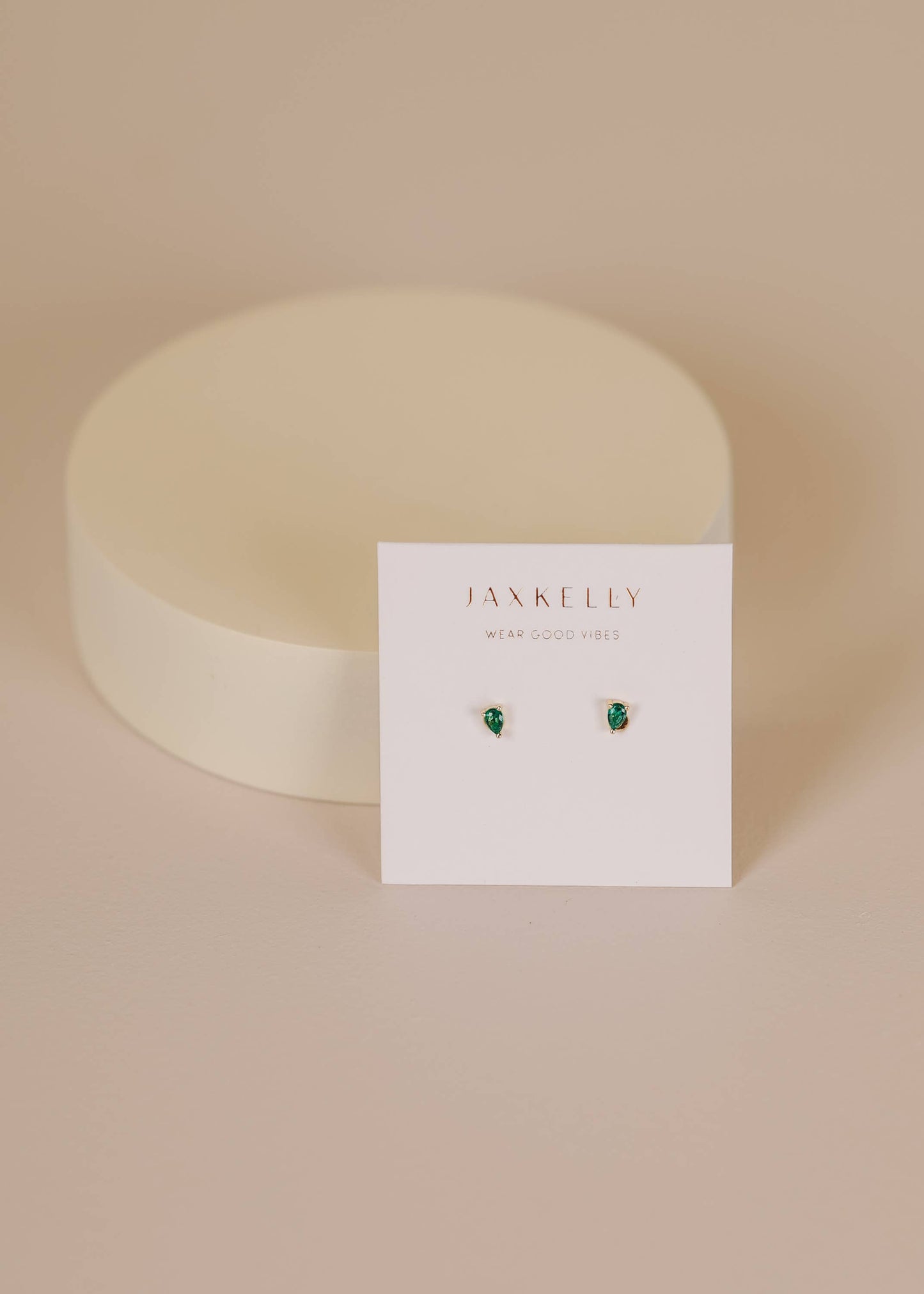 Teardrop Earrings | Gold | Emerald CZ