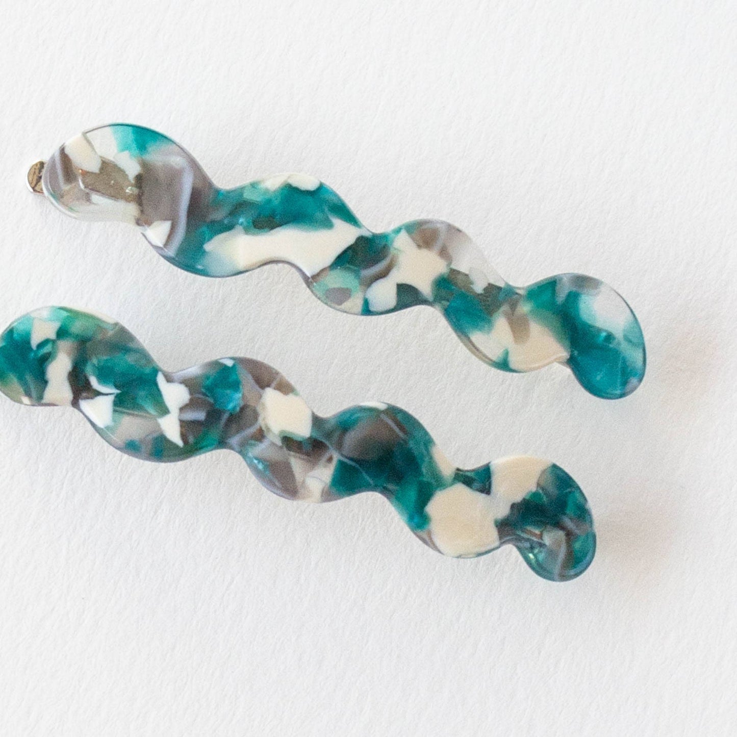 Eco Cloud Wave Slide Hair Pin Set: Olive Pearl