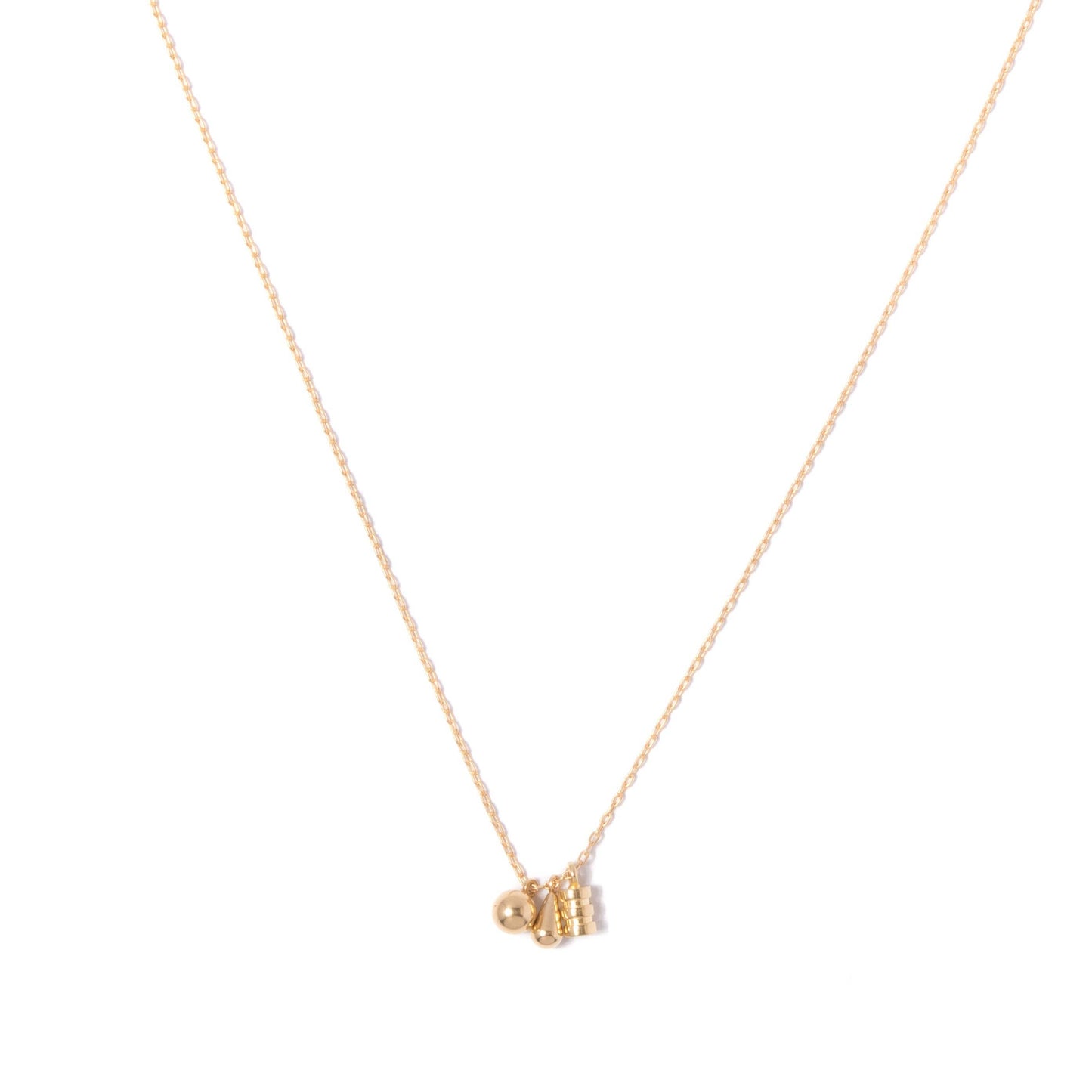 Tiny Brass Shapes Necklace: 17"