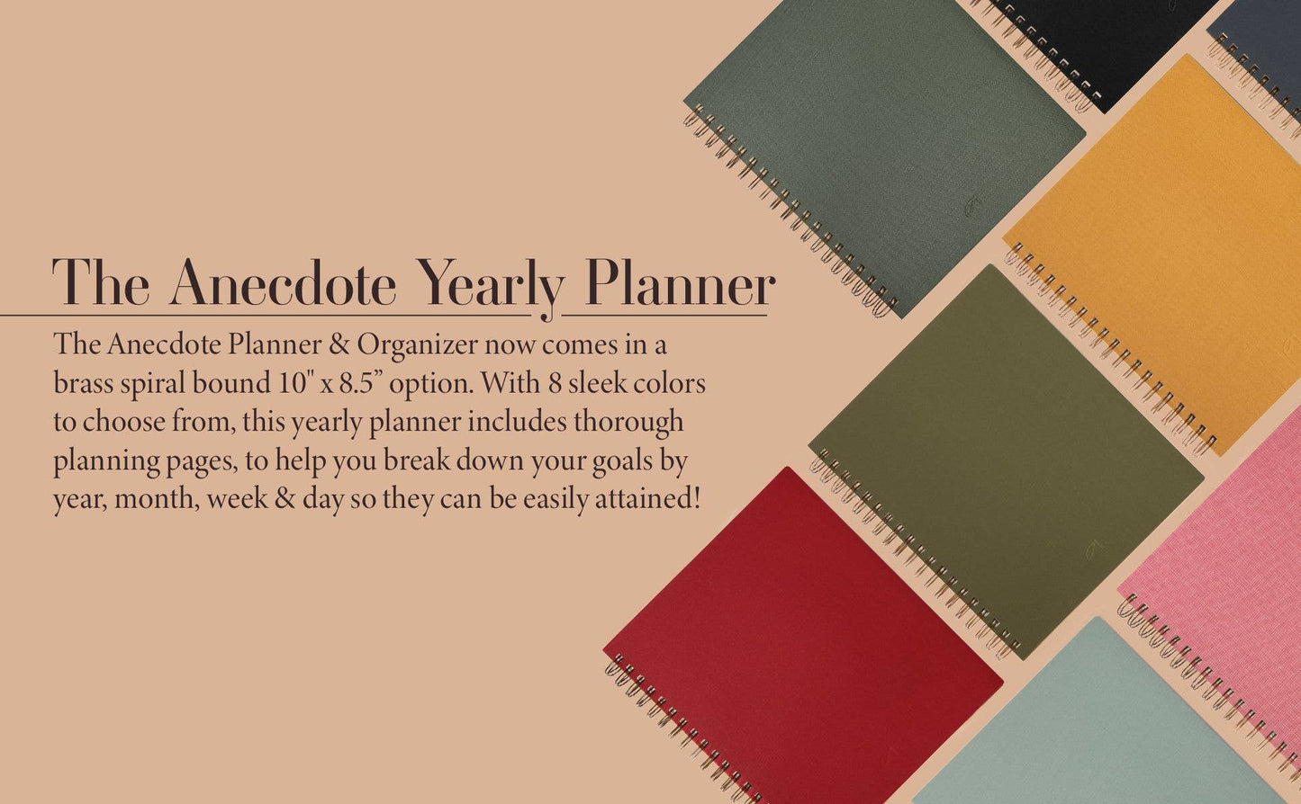 The Yearly Planner -Undated 52 week planner - Spiral Bound : Olive