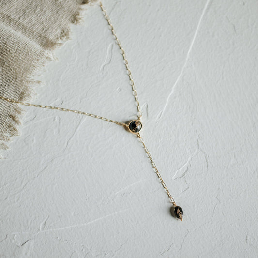 Lariat Necklace // Copper Obsidian // Demi-Fine Gold