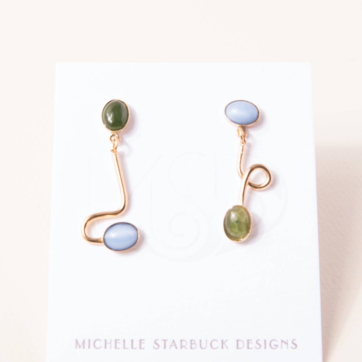 Jade + Blue Moonstone Contour Earrings