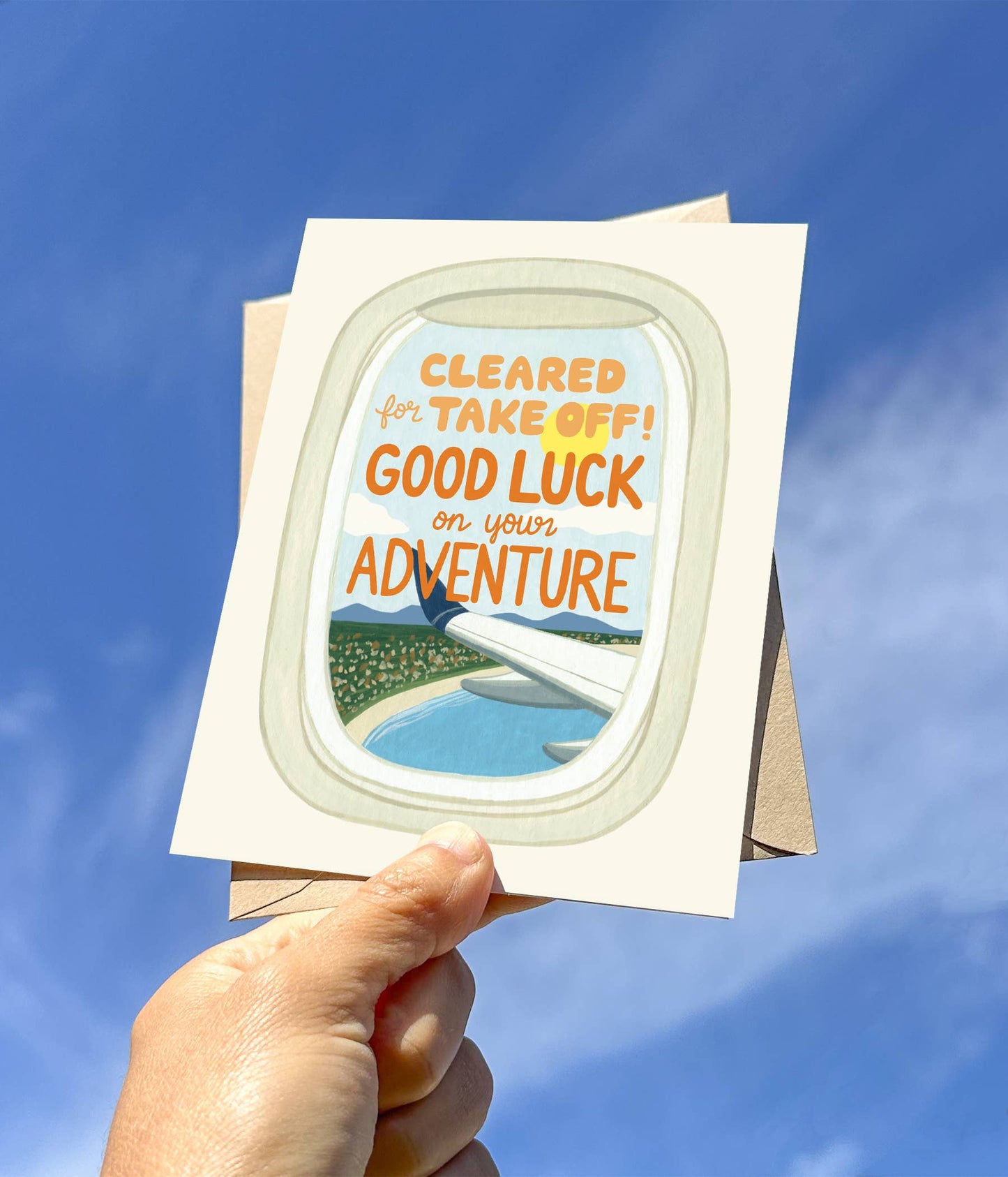 Airplane Window Adventure Good Luck Card