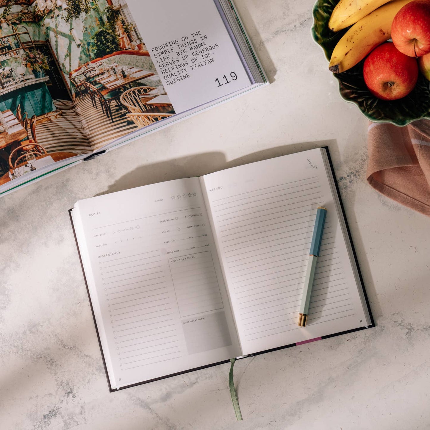 Guided Recipe Journal, A5 Hardcover - Al Fresco