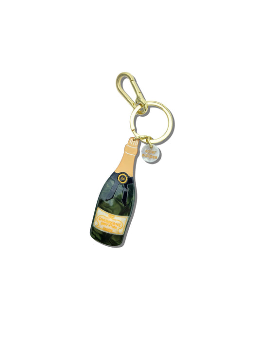 Hand-painted Champagne Bag Charm + Keychain