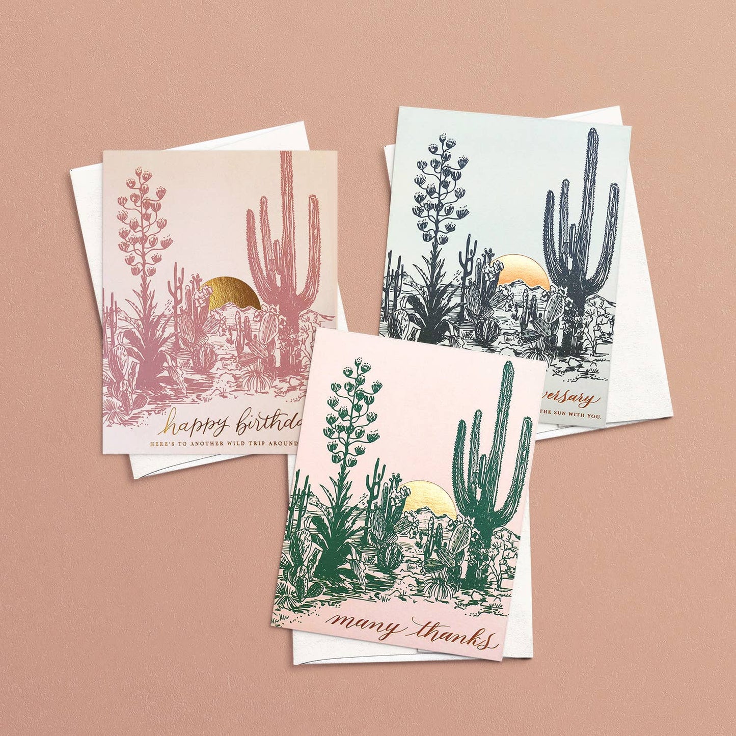 Cactus Sunset Birthday Greeting Card: A2 Folded Card (4.25"x5.5")