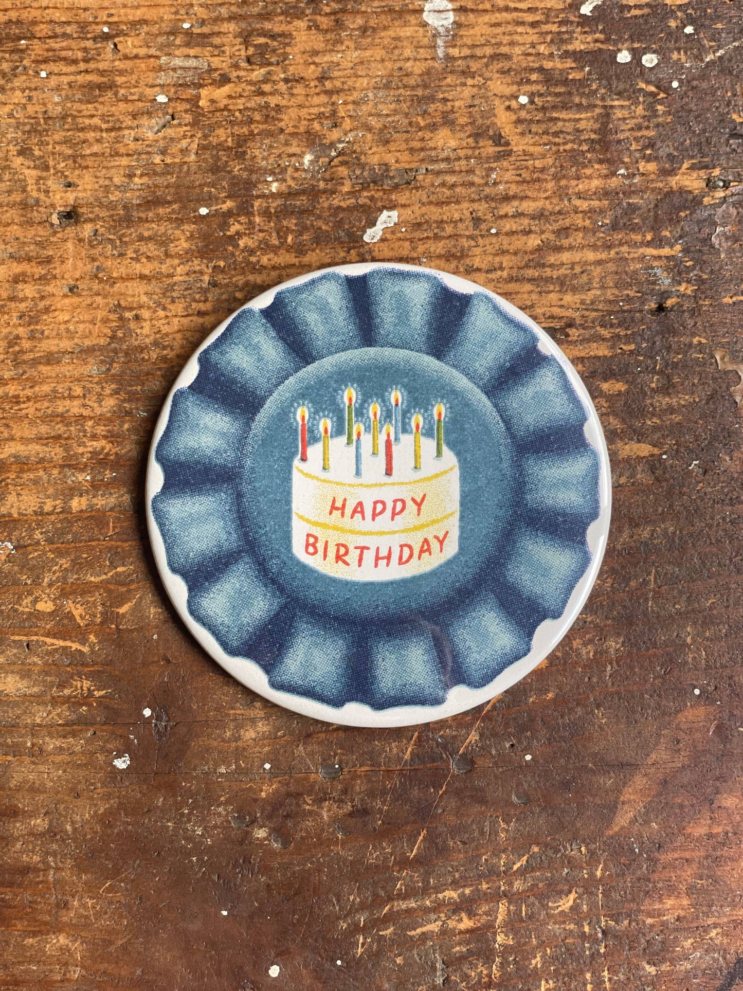 Blue Ribbon Birthday Button
