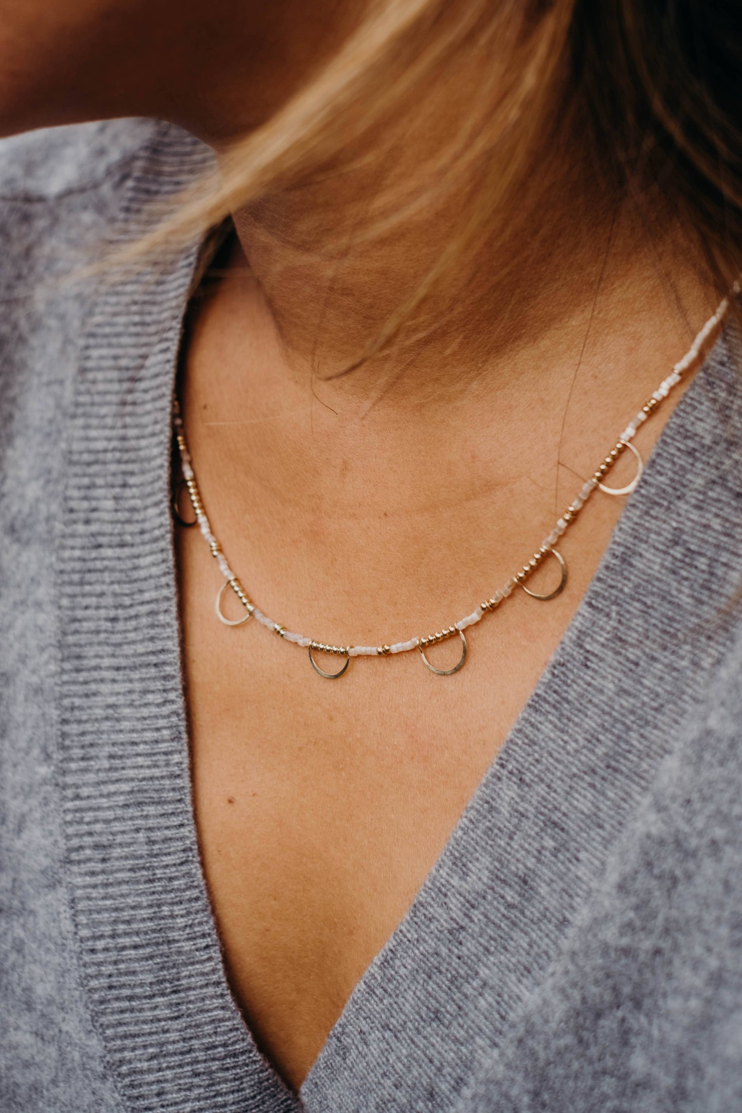 Dalsun Necklace: Oyster/Blue