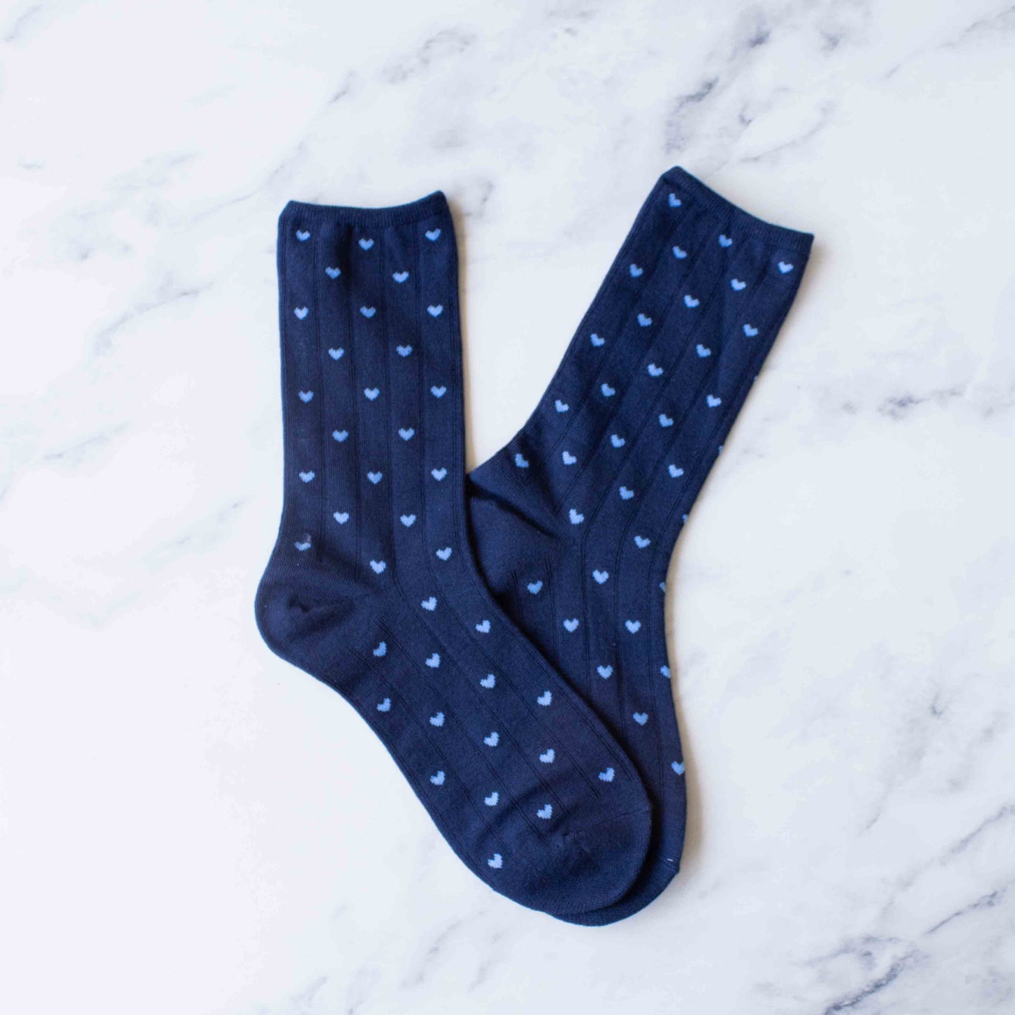 Women's Heart Crew Socks: Navy Blue