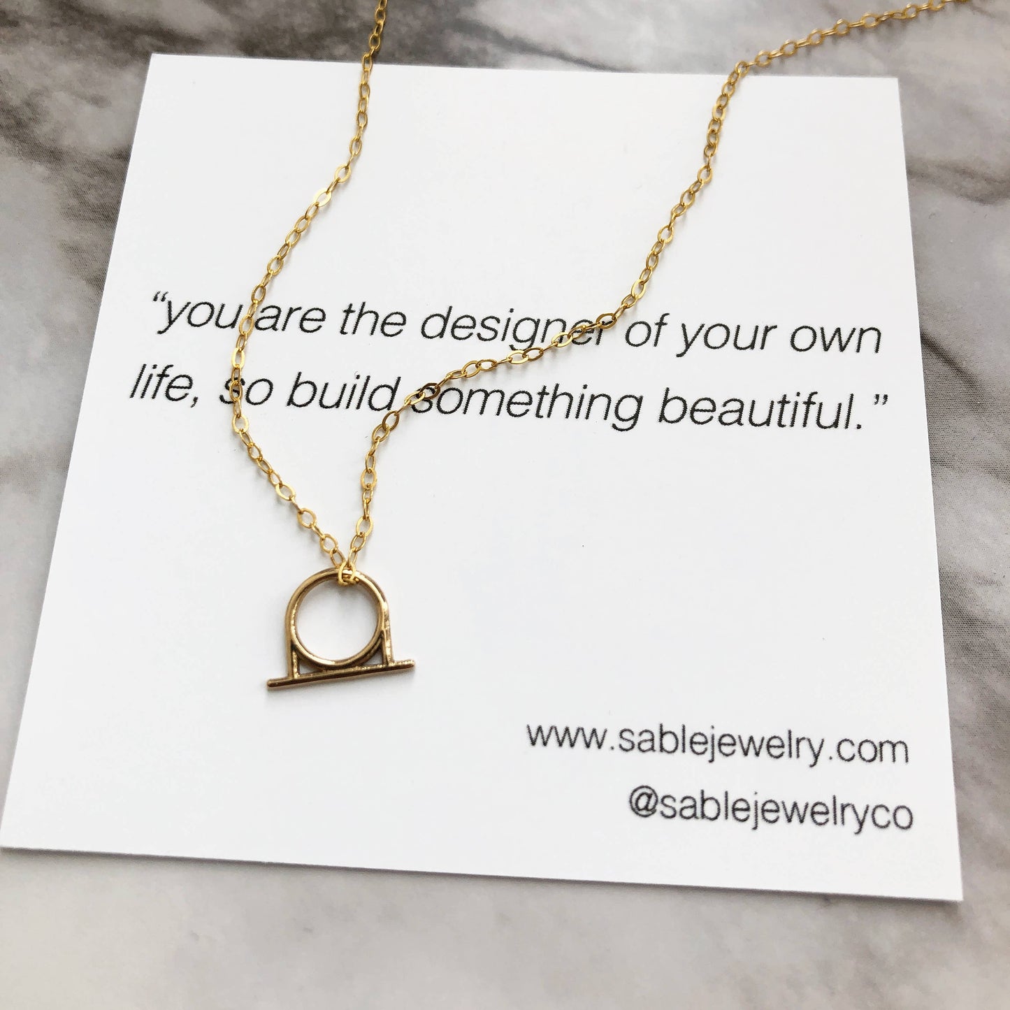 Emblem Charm Necklace: Solid 14k Gold Charm + Gold Fill Chain