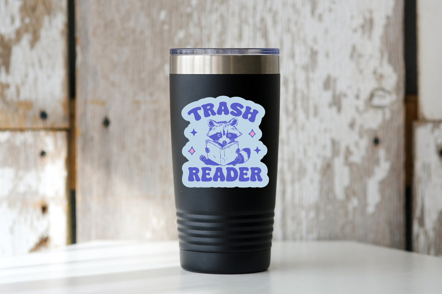 Trash Reader Sticker - book shop, bookstore, raccoon, smut
