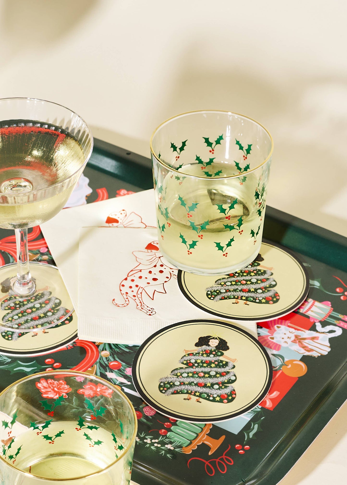 Holly Jolly 12.5 Ounce Glass Cup