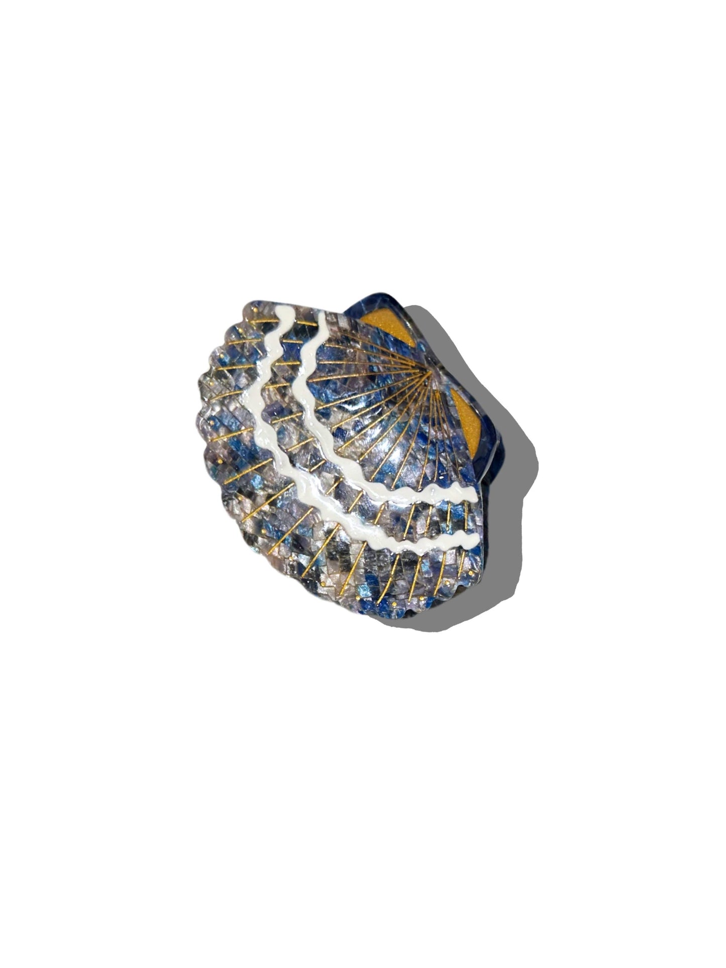 Hand-painted Seashell Claw Hair Clip | Eco-Friendly: Blue
