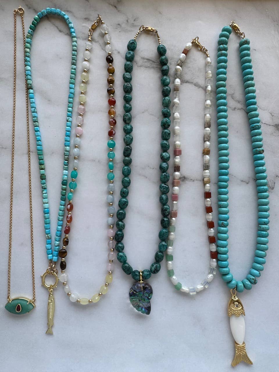 Lani Turquoise and Gold Fish Necklace