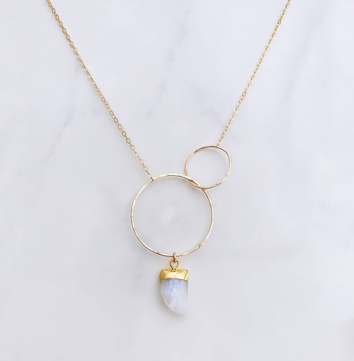 Moonstone double circle necklace