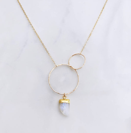 Moonstone double circle necklace