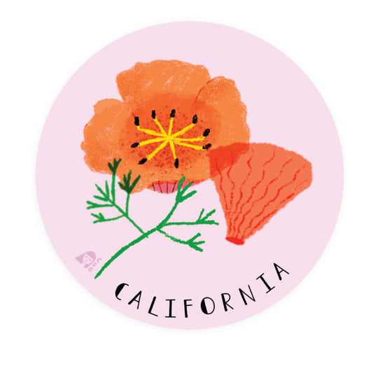 Cali Poppy Die Cut Sticker