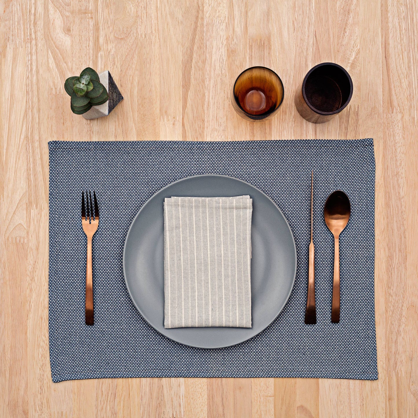 Recycled Cotton Napkins Gray Striped | Set of 4