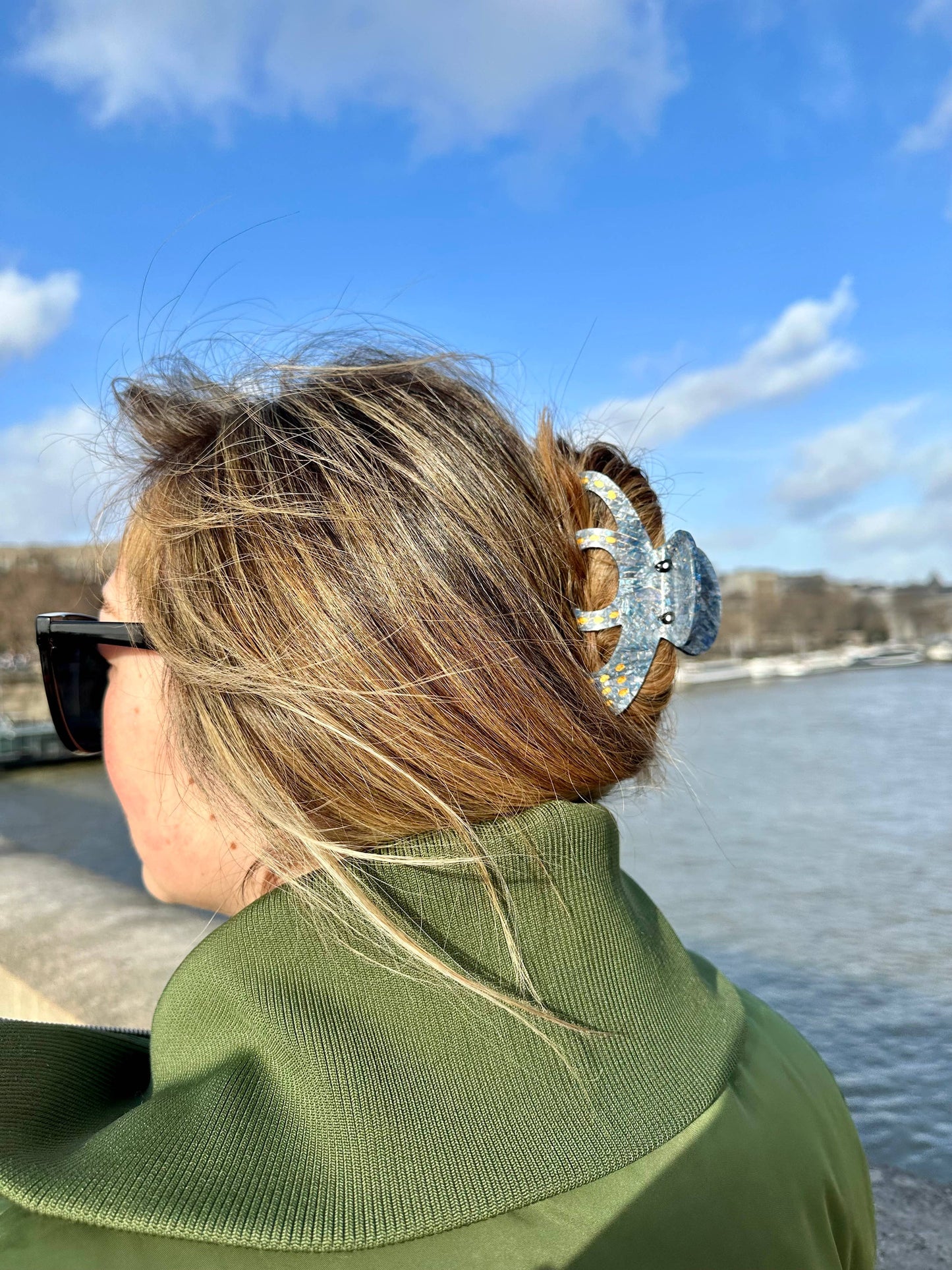Hand-painted Octopus Claw Hair Clip | Eco-Friendly: Blue