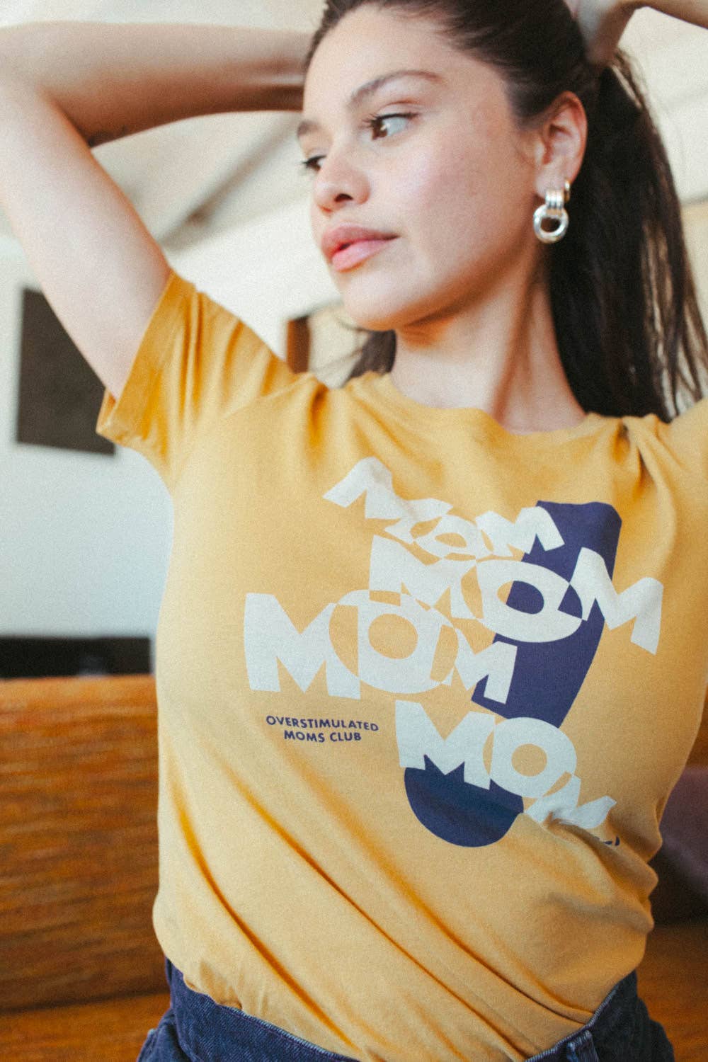 MOM! Overstimulated Moms Club | Women's Fitted Crewneck: Womens M