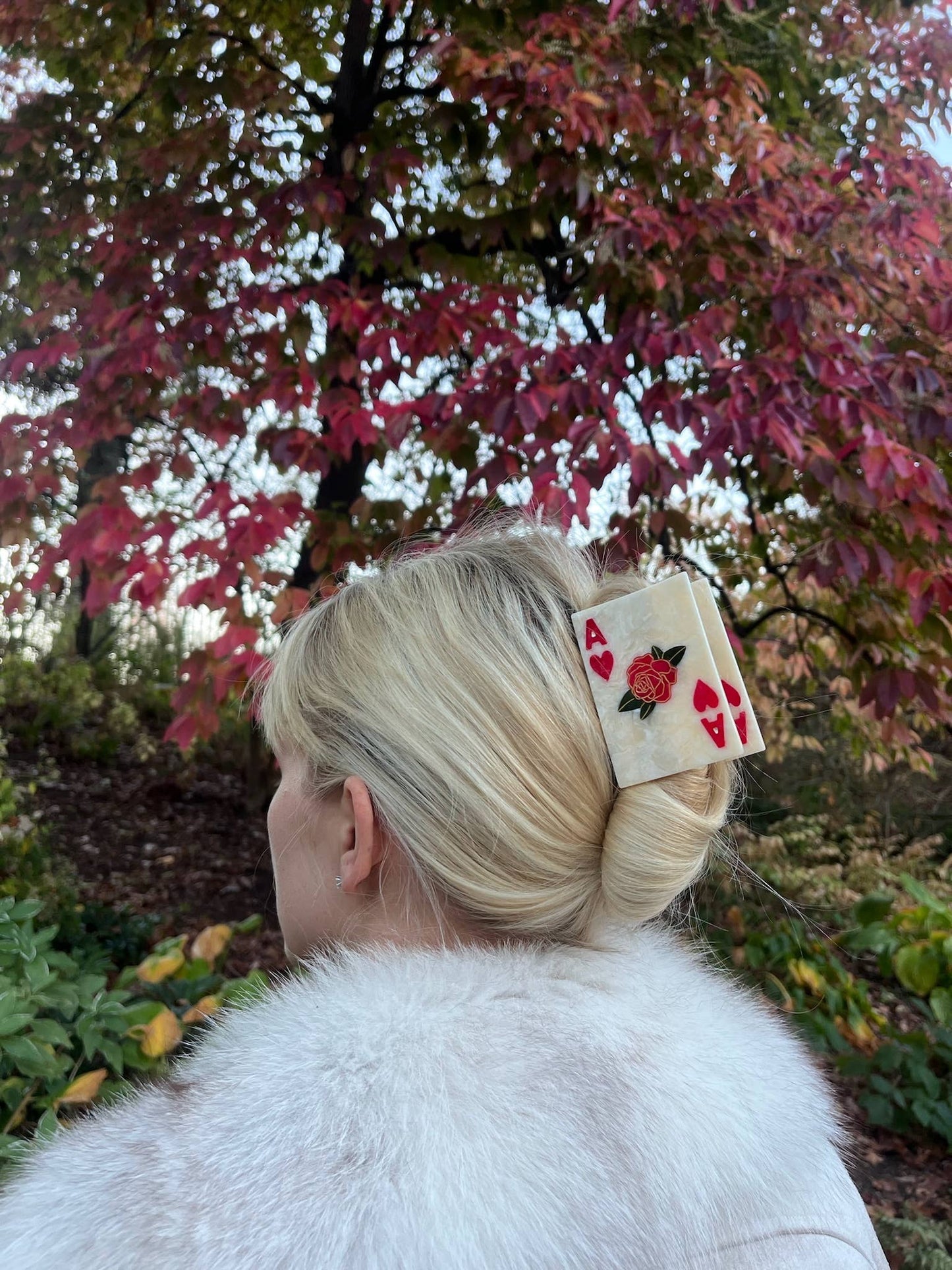 Hand-Painted Ace of Hearts Claw Hair Clip