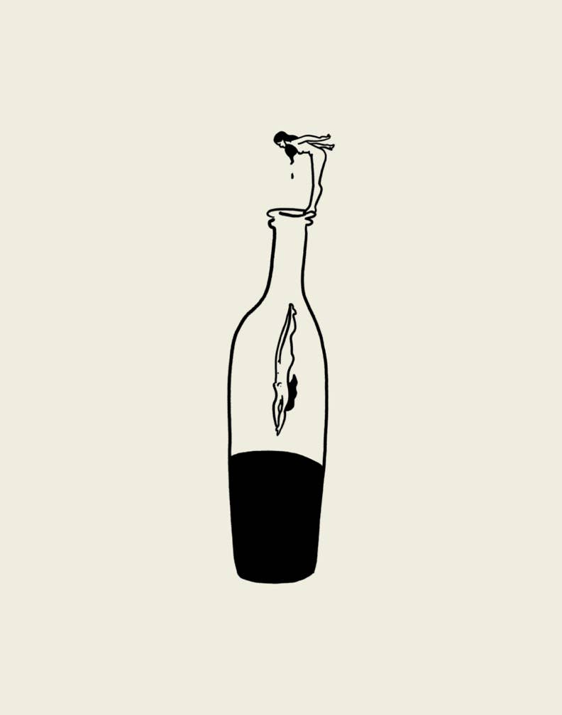Wine Dive Minimal Art Print | Large