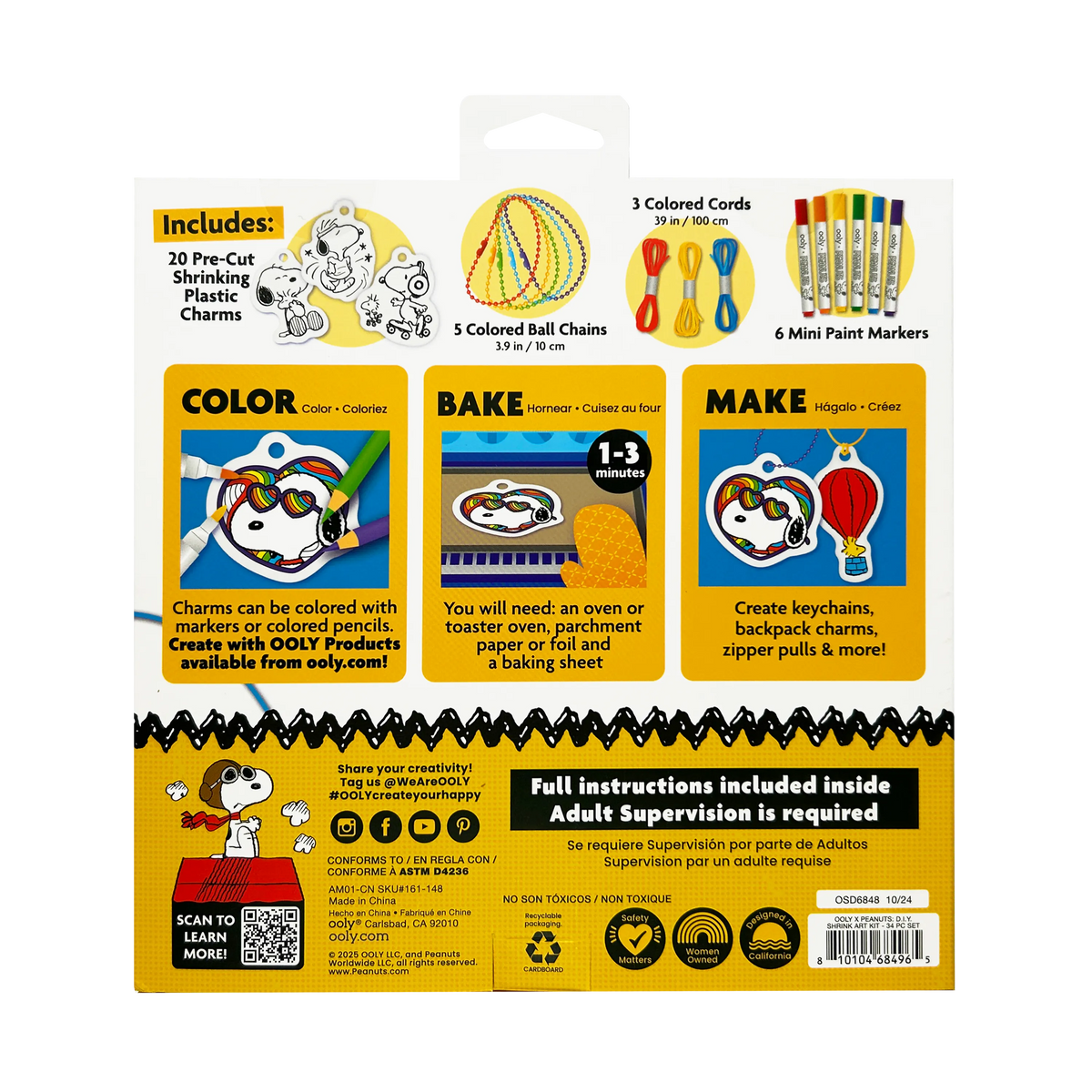 OOLY x Peanuts: D.I.Y. Shrink Art Kit & 6 Mini Paint Markers