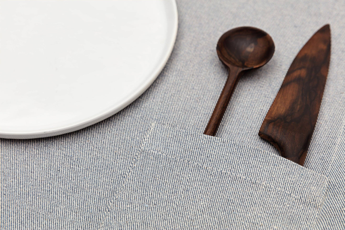 Cloth Placemats with Pocket, Set of 4 - Denim 100% cotton: Denim