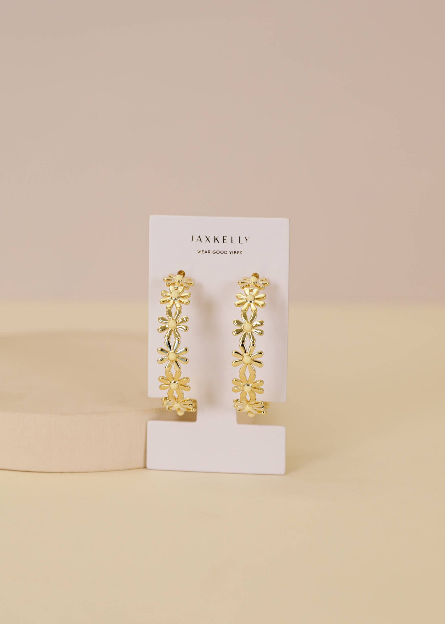 Daisy Chain Hoop Earrings - Enamel and Gold