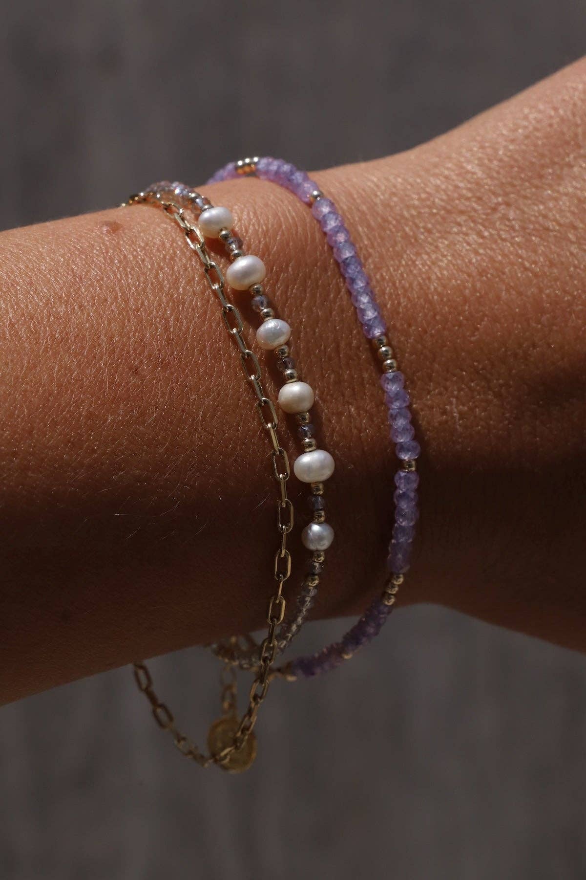 LAVENDER AMETHYST QUARTZ BEADED BRACELET