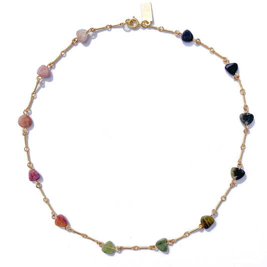 Tourmaline Minimal Charm Necklace | Gold Plated