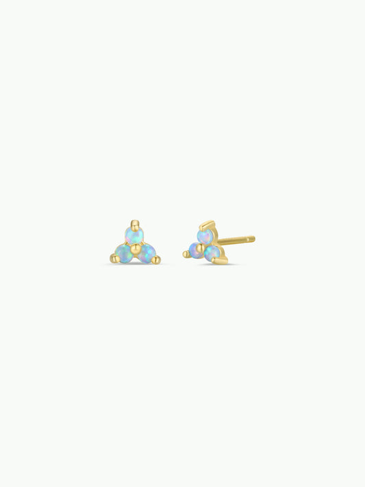 Trio Cluster Gold Earrings - Fire Opal