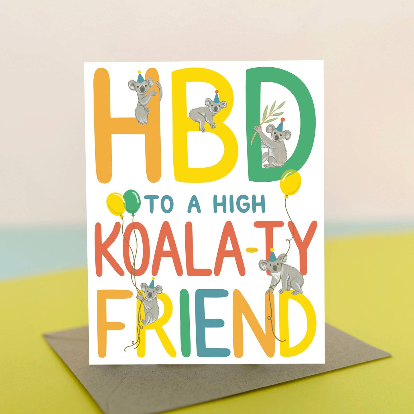 Kutie Koalas, Balloons and Party Hats Birthday Card