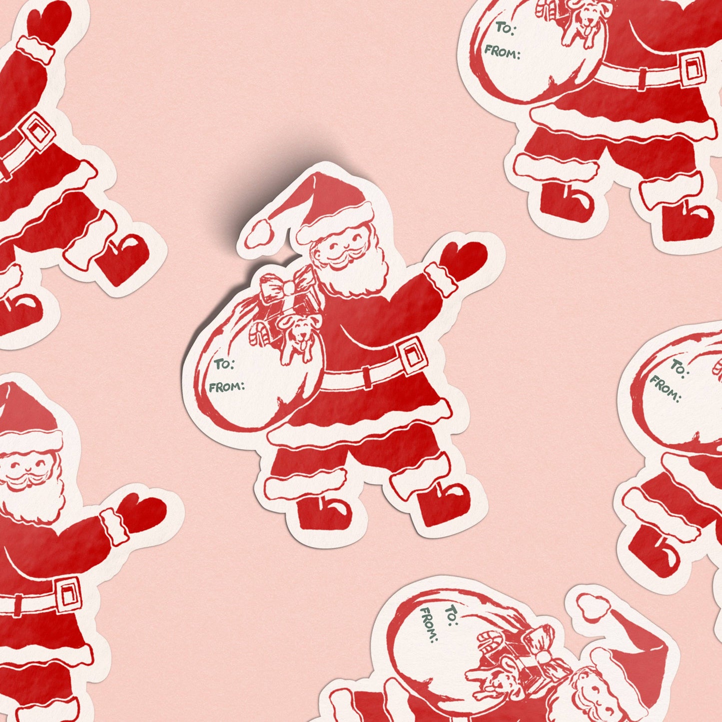 Holly Jolly Vintage Santa Matte Gift Label Sticker