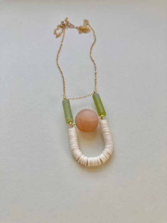 The Object Pendant - Modern Gemstone Necklace on Gold Chain: Sunstone