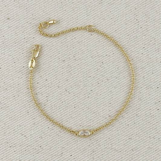 18k Gold Filled CZ Solitaire  Bracelet