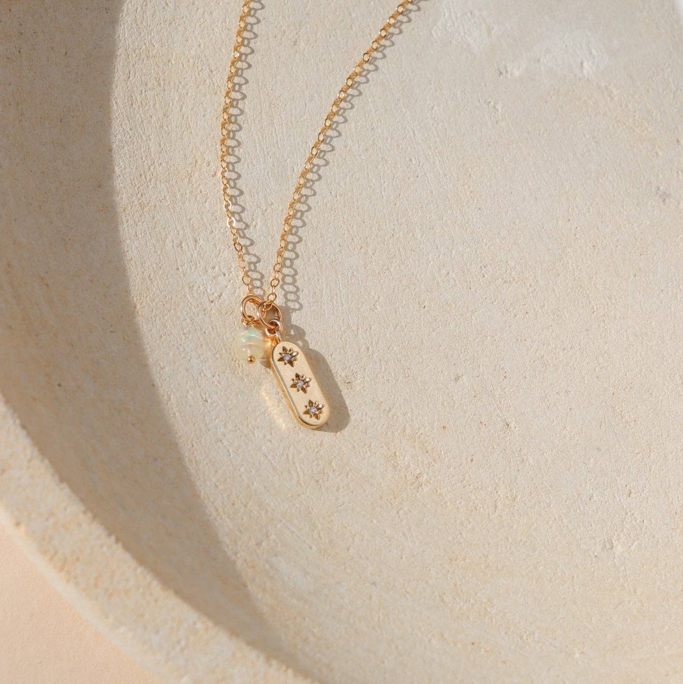 Three Sisters Charm Necklace: 14k Gold Fill / 16"