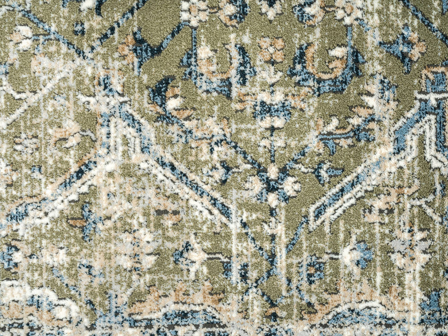 Abani Savoy Vintage Green Blue Area Rug: 6' x 9'