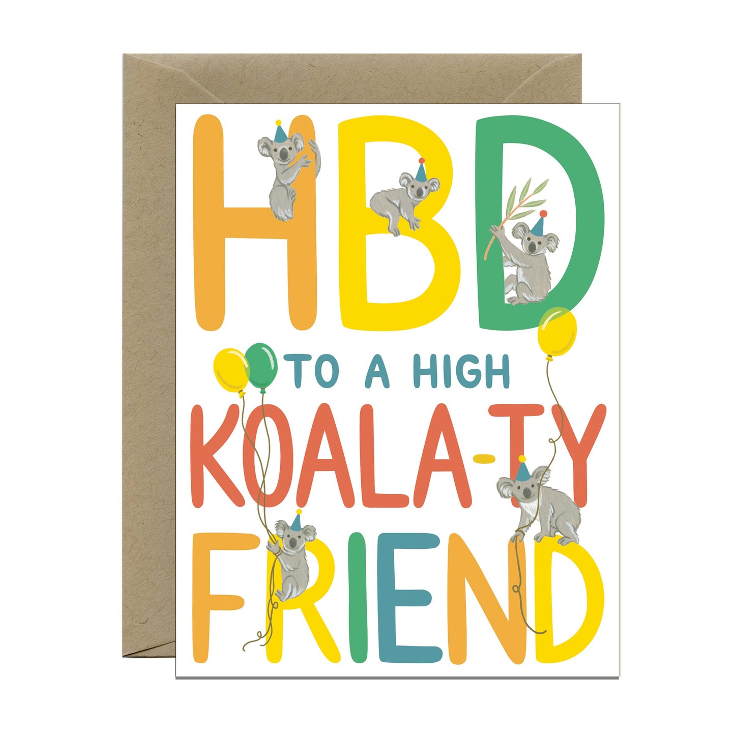 Kutie Koalas, Balloons and Party Hats Birthday Card