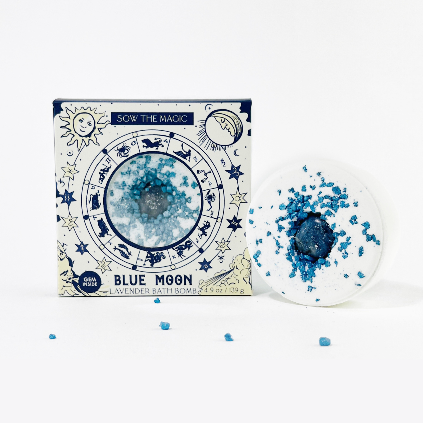 Bath Bomb with Sodalite | Blue Moon Lavender