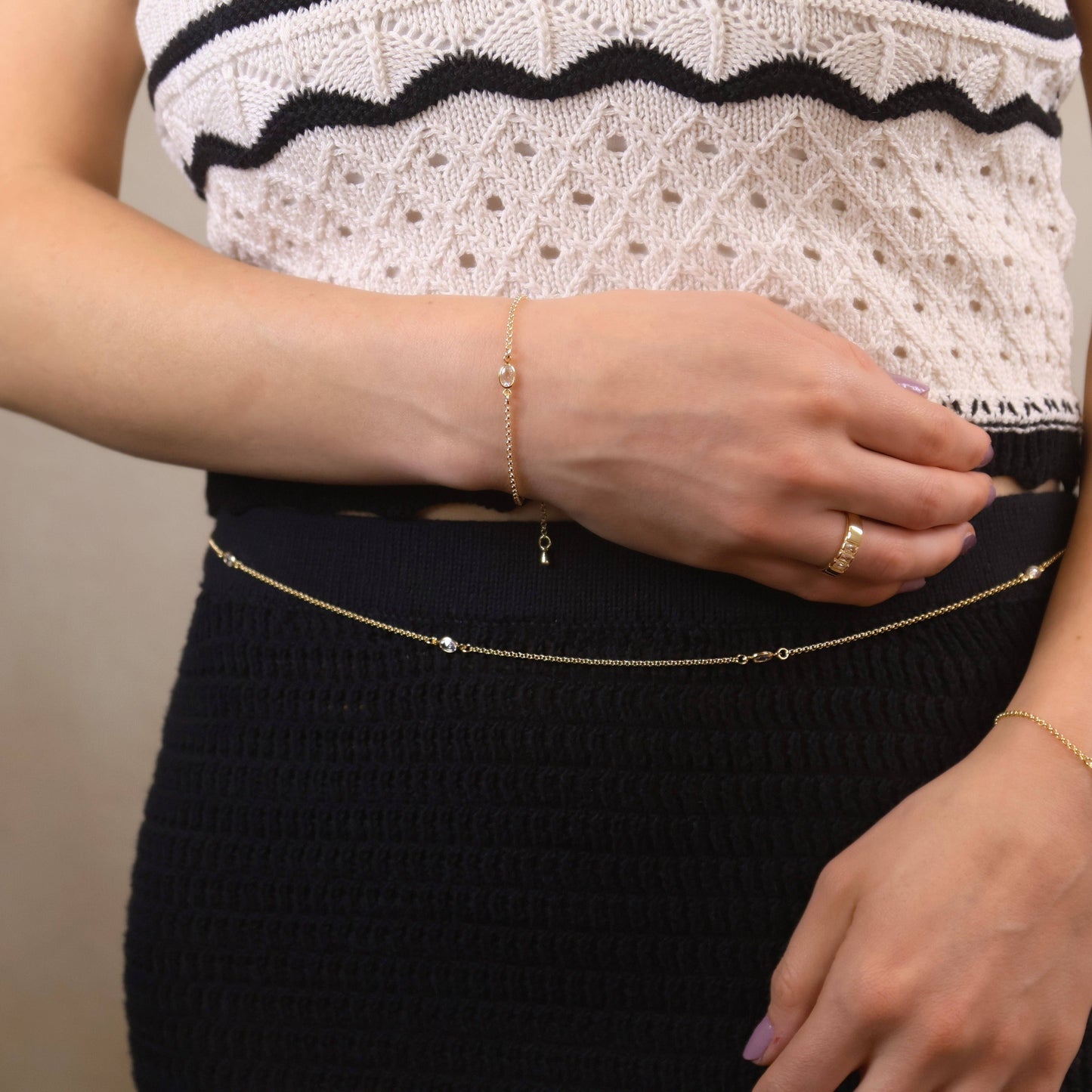 18k Gold Filled CZ Solitaire  Bracelet