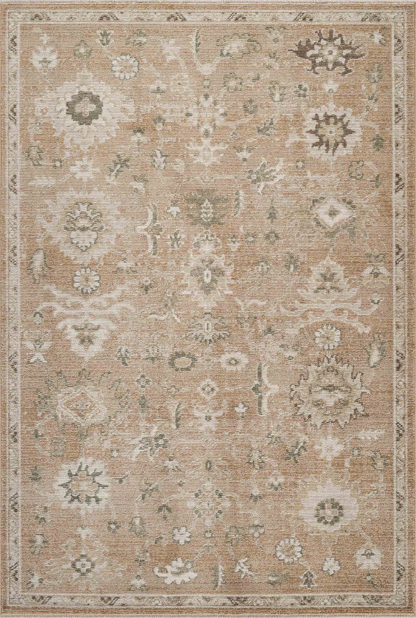 Evelyn Traditional Vintage Terracotta Rust Ivory Rug: 5'3" x 7'9"