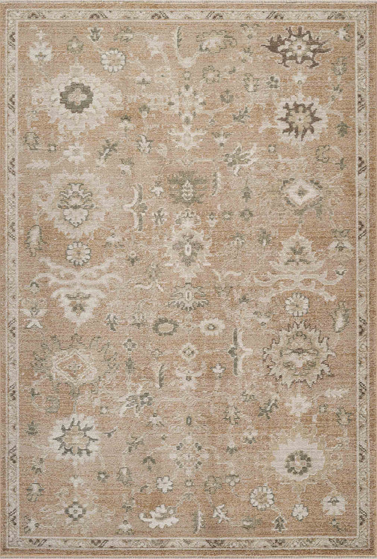 Evelyn Traditional Vintage Terracotta Rust Ivory Rug: 5'3" x 7'9"