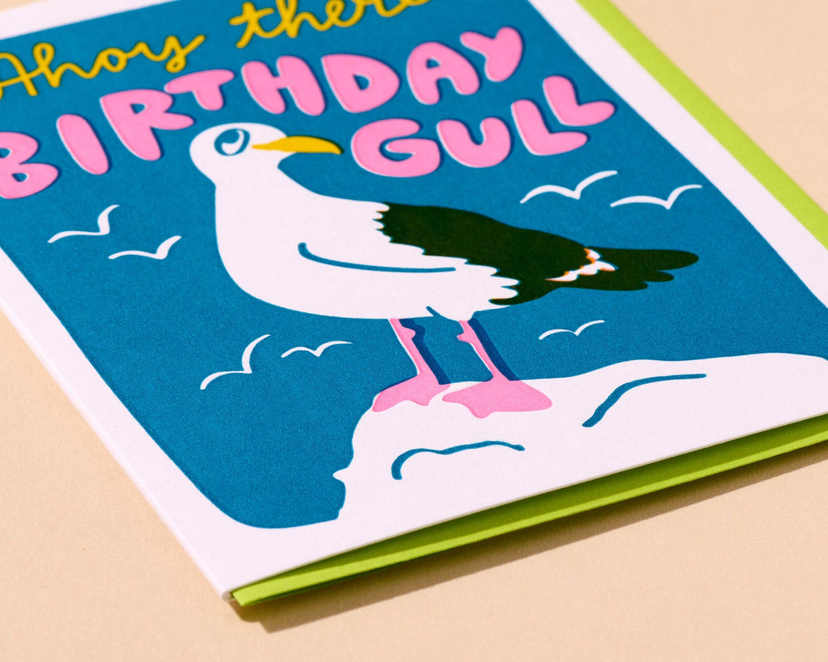 Letterpress Birthday Card—Birthday Gull (Seagull, Nautical)
