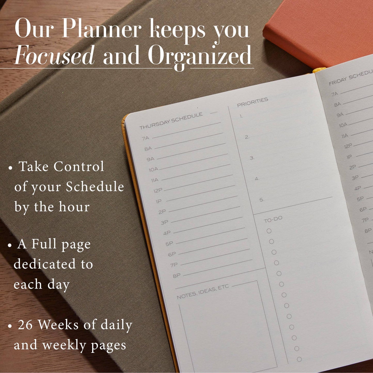 The Daily Planner - Hardcover with Library Buckram Cover: Evergreen