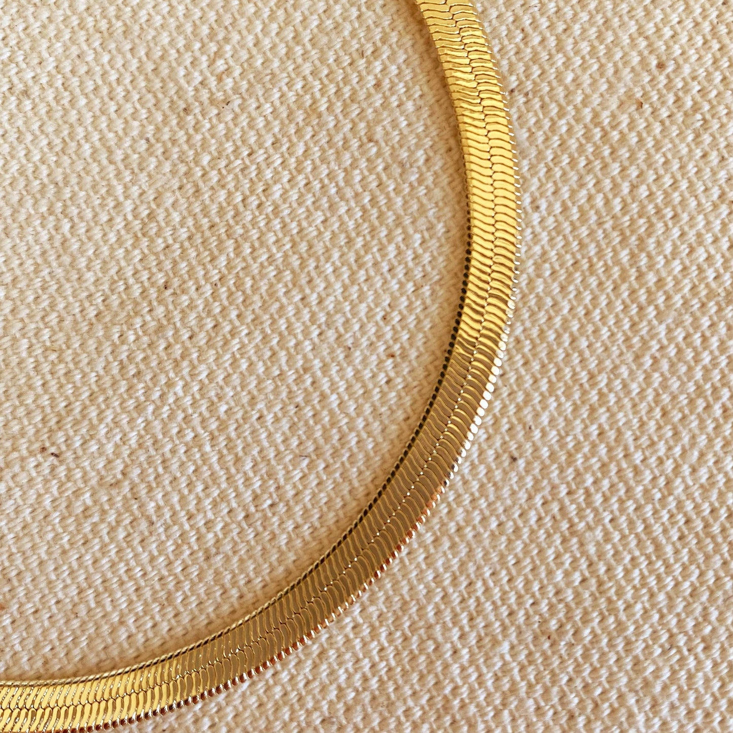 18k Gold Filled 4mm Herringbone Bracelet | 6 inches