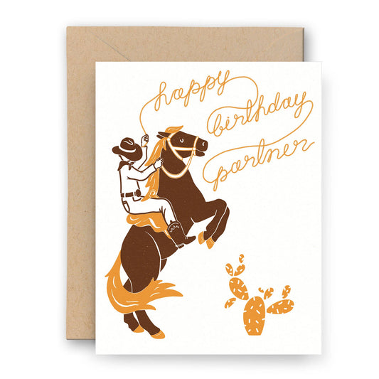Happy Birthday Partner Cowboy Birthday Card